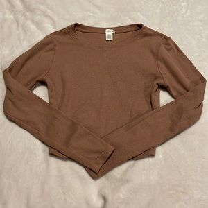 Waffle Long Sleeve Crop Top